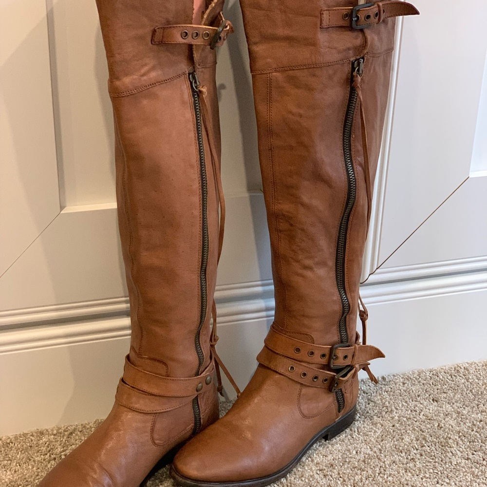 UGG Collection Nicoletta Chestnut, Over-the-knee Leather Boots, Size: 9